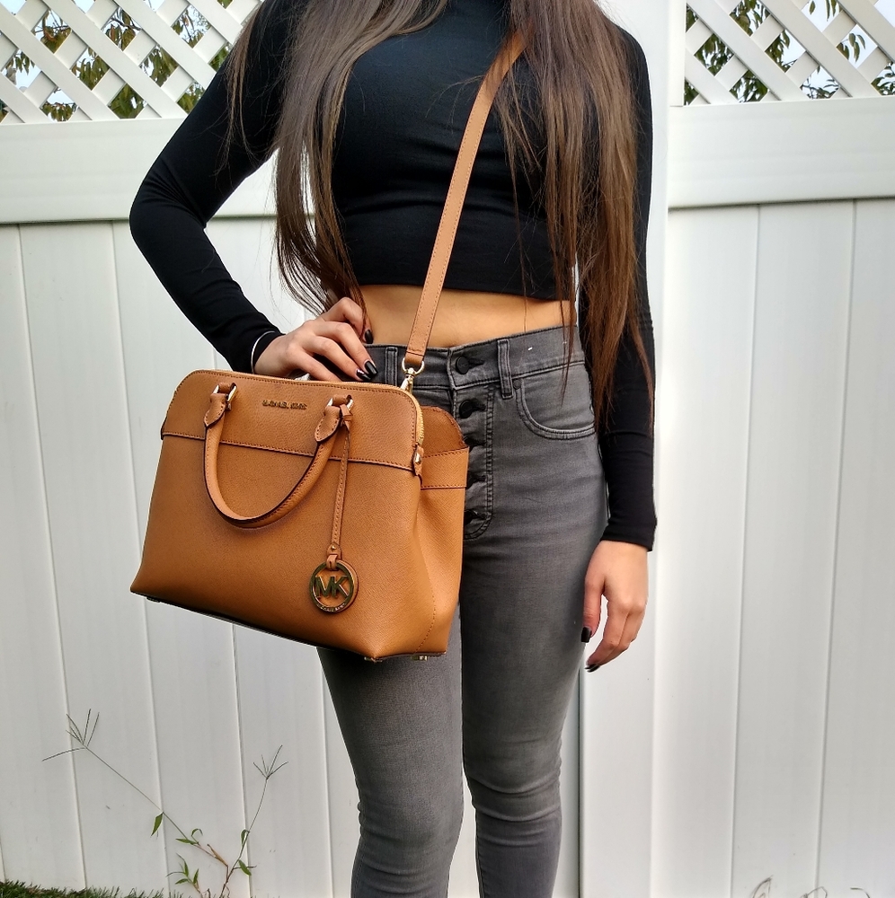 Michael kors brown leather handbag small stain